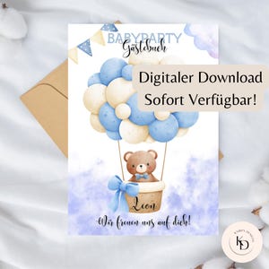 Livre d'or numérique Baby Shower DIY Modèle Imprimez-vous Idée créative Moments inoubliables Baby Shower Affiche Carte Ballon Ours