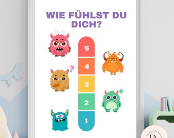 Feelings Poster Children German Emotions Monsters Learn Poster Educational Material Instant Download Decoration Wall Poster Learning Poster Kindergarten