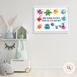 Gefühle Poster Kinder Deutsch Emotionen Monster lernen Poster Pädagogisches Material Sofort-Download Deko Wandposter Montessori Kindergarten