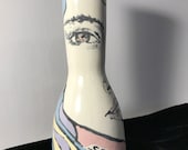 Modern Women Ceramic Hand Painted Vase Portrait Face OOAK COntemporary Art by Lois of simbachdesign