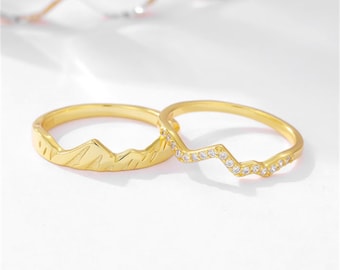 Anillo simple con corona: el mejor regalo del día de San Valentín, anillo de pareja S925: diseño de doble apilamiento