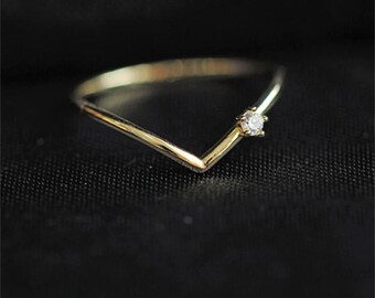 Anillo apilable minimalista delicado para ella, anillo CZ de plata de ley 925: regalo perfecto