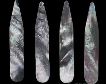Mother of Pearl Collar Stays: Handmade Dress Shirt Accessories (6 pcs, 64 mm Length)
