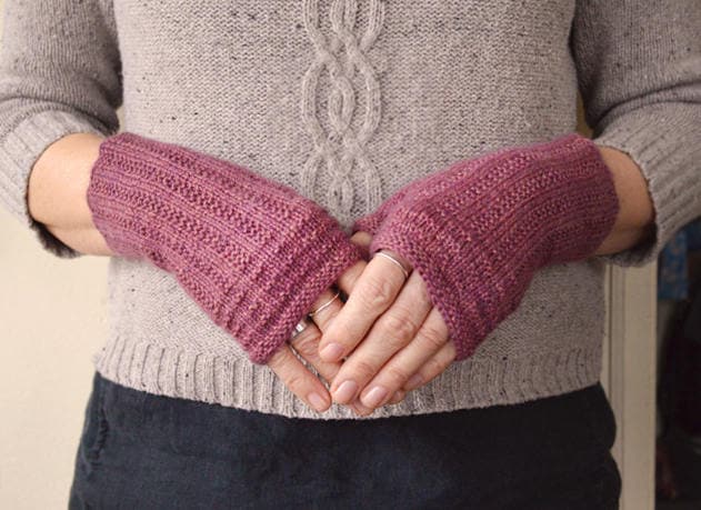 About Town Fingerless Mitts Knitting Pattern PDF