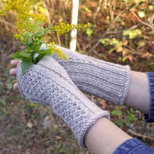 Allons Fingerless Mitts Knitting Pattern PDF