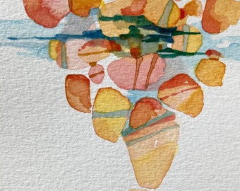 Stones and Water No. 17, Original Watercolor Painting by Bonnie Sennott