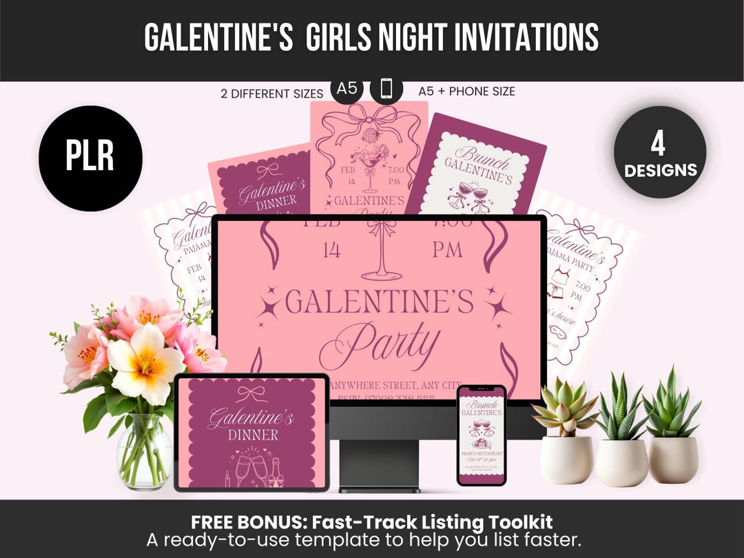 Galentine's Girls Night Party Invitations Editable Canva Template ...