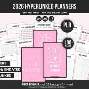2026 Hyperlinked Digital Planner Canva Templates GoodNotes With PLR Rights