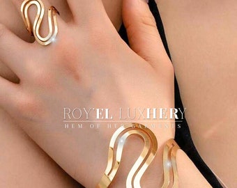 Brazalete y anillo de oro a medida (talla única)