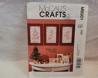 McCall's 6001, uncut pattern, redwork pattern, redwork quilt pattern, Christmas pattern, Santa pattern, Snowman pattern, mini quilt pattern