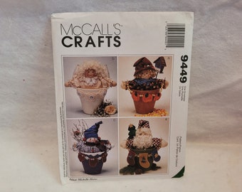 McCall's 9449, uncut pattern, Christmas pattern, Santa pattern, Snowman pattern, flower pot people, flower pot pattern, angel pattern