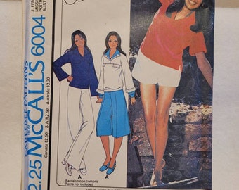 Vintage Pattern, McCall's 6004, vintage McCall's, uncut pattern, misses top pattern, misses culottes pattern, misses shorts pattern, marlo