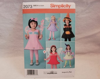 Simplicity 2073, uncut pattern, toddler costume pattern, toddler fairy costume, toddler witch costume, toddler flapper costume, kids pattern