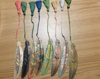 Metal Feather Bookmark w/Tassel