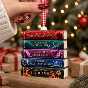 Custom Mini Book Stack Ornament, Personalized Gift for Book Lovers, Bookish Christmas Ornament, Custom Book Titles