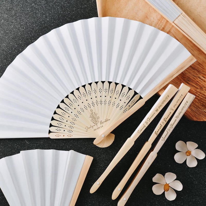 🎁BUY 2 FREE SHIPPING🎁Personalized Handmade Romantic Summer Wedding Special Event Fans, Bulk Engraved Bridal Party Favors, Rustic Style, Bridesmaids Gifts, Bridesmaid Hand Fan