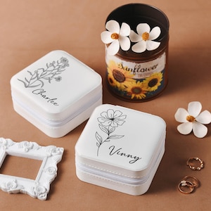 Aangepaste lederen sieradendoos bruidsmeisje cadeau, compacte sieraden reisorganisator, ideaal cadeau voor bruiloft bruidsmeisjes