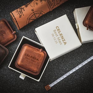 Personligt lädermåttband - Handgjort vintage-minnesmärke för marskalkar - Bröllopsmått