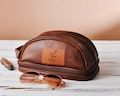 Personalized groomsman gift leather toiletry bag, men's travel toiletry bag, best man thank you gift, thoughtful Father's Day Gift