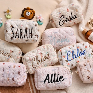 Custom Embroidered Makeup Bag - Personalized Travel Toiletry Bag - Perfect Gift for Bridal Shower, Mother&#39;s Day, Bridesmaid Gift