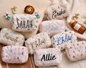 Custom Embroidered Makeup Bag - Personalized Travel Toiletry Pouch -  Bridal Shower