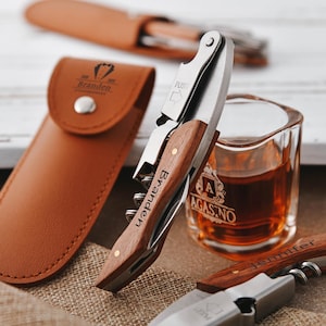 Personalized groomsmen gifts wine bottle opener - Personalised Corkscrew - Engraved Wine Opener - perfect gift for Father's Day, Birthday