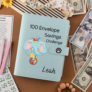 Libro delle sfide con 100 buste personalizzate - Raccoglitore delle sfide con 100 buste - Organizzatori di denaro per budget - Raccoglitore delle sfide per il risparmio