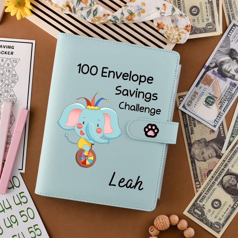 Personalized 100 Name Envelopes Challenge Book - 100 Envelope Challenge Binder - Budget Money Organizers - Savings Challenge Binder