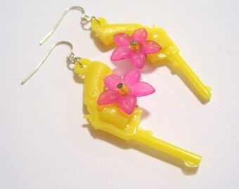 Yellow and Pink Pistolera Earrings