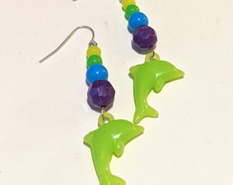 Electro Dolphin Earrings mermaid seapunk Kandi kid