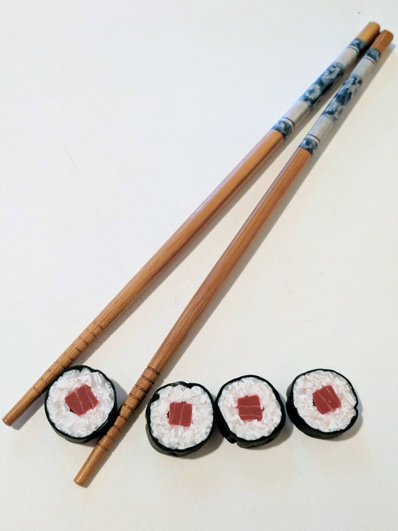 Tuna Maki Roll Sushi Magnets Set of 4 Handmade Polymer Clay Food