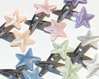 Pastel Star Snap Clip Ensemble - 6 pairs of Harajuku Barrettes