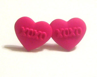 XOXO Pink Heart Post Earrings