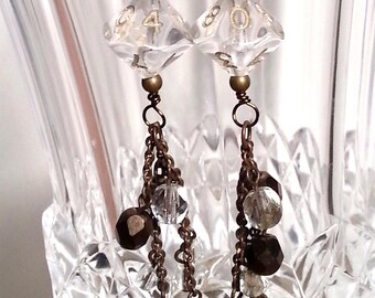 Brass D10 Earrings for D&D Rpg Gamers with Vintage Flair OOAK