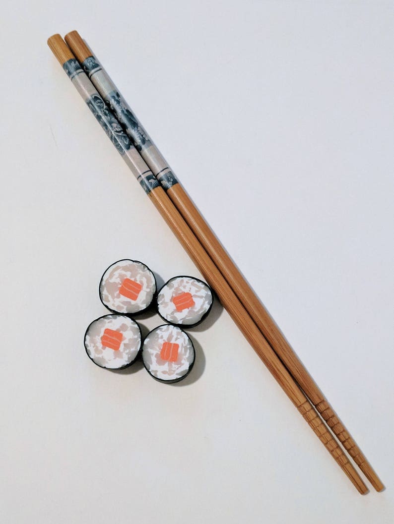 Salmon Roll Sushi Magnets Set of 4 Handmade Polymer Clay Food