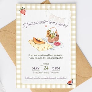 Editable Picnic Invitation, Picnic Party Invite, picnic theme Printable Invite, Editable Picnic Invitation, Summer Picnic Theme Invite