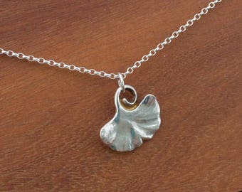 Ginkgo leaf pendant - a sterling silver leaf for gardeners and tree lovers