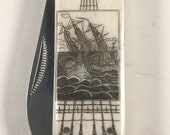 Scrimshaw of "The Kraken" Pocket Knife