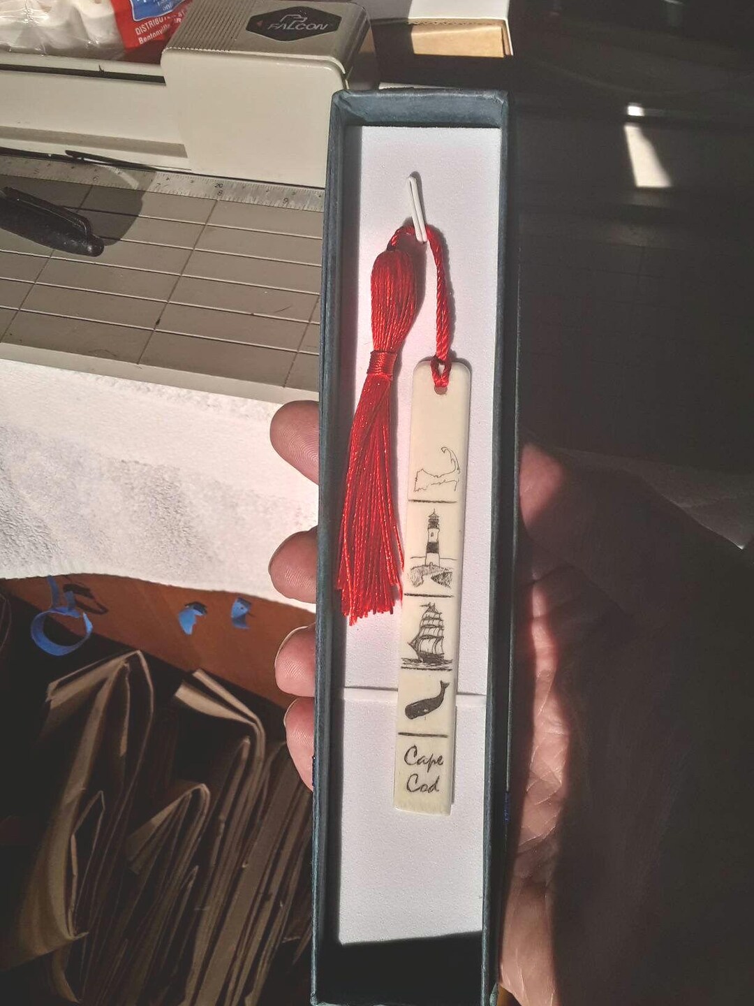 Cape Cod Scrimshaw Bookmark on Alternative Ivory Piano Key 