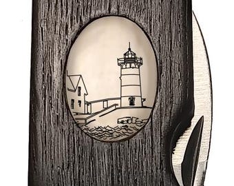 Couteau pour plaque d'identification Albainox avec incrustation de chêne des marais et d'ivoire