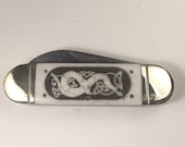 Scrimshaw Celtic Dog Pocket Knife