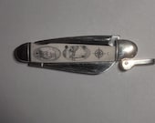Personalized Scrimshaw Rigging knife with Portland Head Lighthouse, Ship and Compass Rose