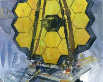 James Webb Space Telescope impresiones de arte de acuarela, NASA Goddard plein air painting