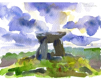 Poulnabrone Dolmen- edición limitada Irlanda impresión, firmada y numerada, inyección de tinta giclee en papel de acuarela