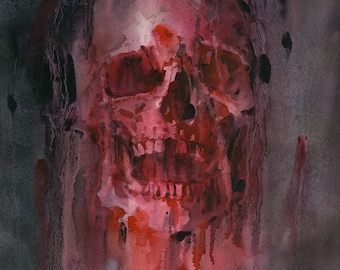 Masque of the Red Death- Poe horror skull art print