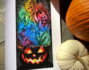 Pandora's Pumpkin- Rainbow Jack-O-Lantern Halloween Art Print
