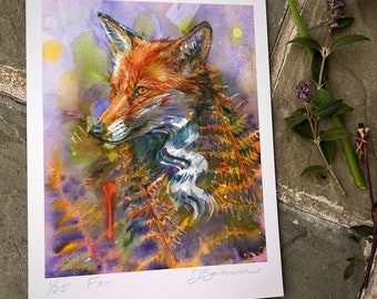 Fox Study - Acuarela animal Lámina artística