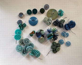 Tonos de azul - Lote variado de más de 60 botones