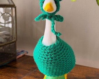 Handmade Crochet Frog Outfit for 7 inch Desk Goose