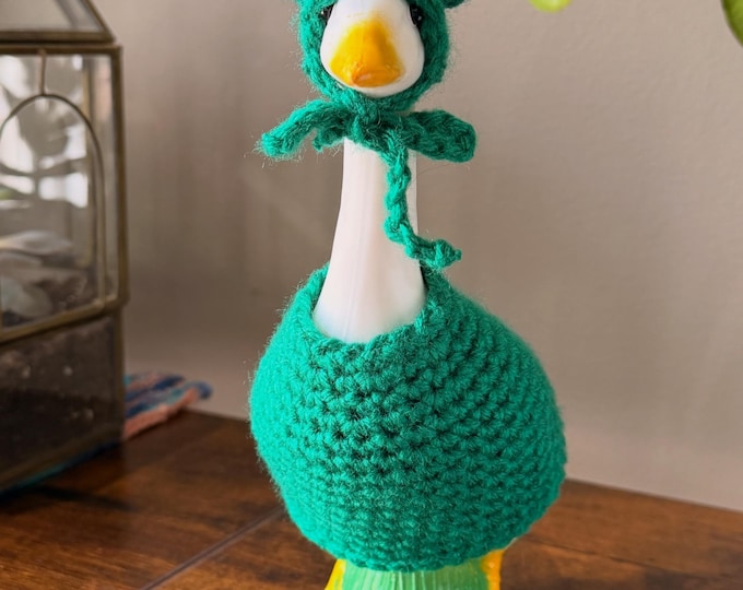 Handmade Crochet Frog Outfit for 7 inch Desk Goose